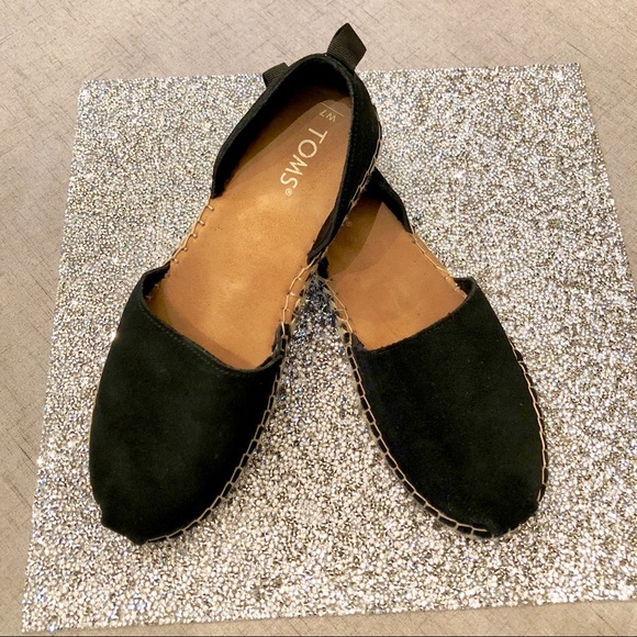 Toms Shoes - Toms D’orsay Black Suede Leather Flats Shoes